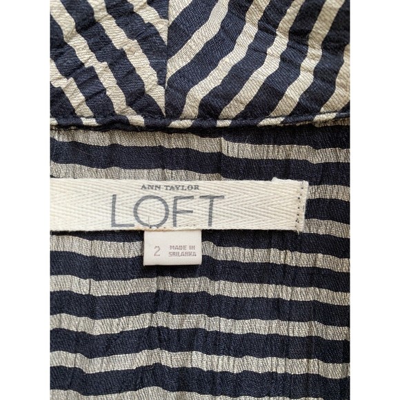 Anne Taylor Loft Striped Cropped Linen Blend Jacket Shrunken Blazer Size 2 - Picture 6 of 6